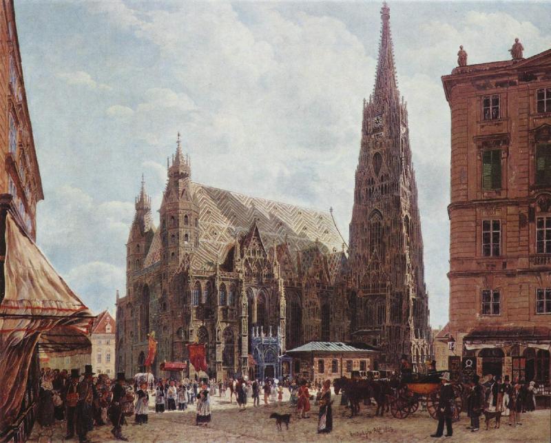 Rudolf von Alt View of Stephansdom oil painting image